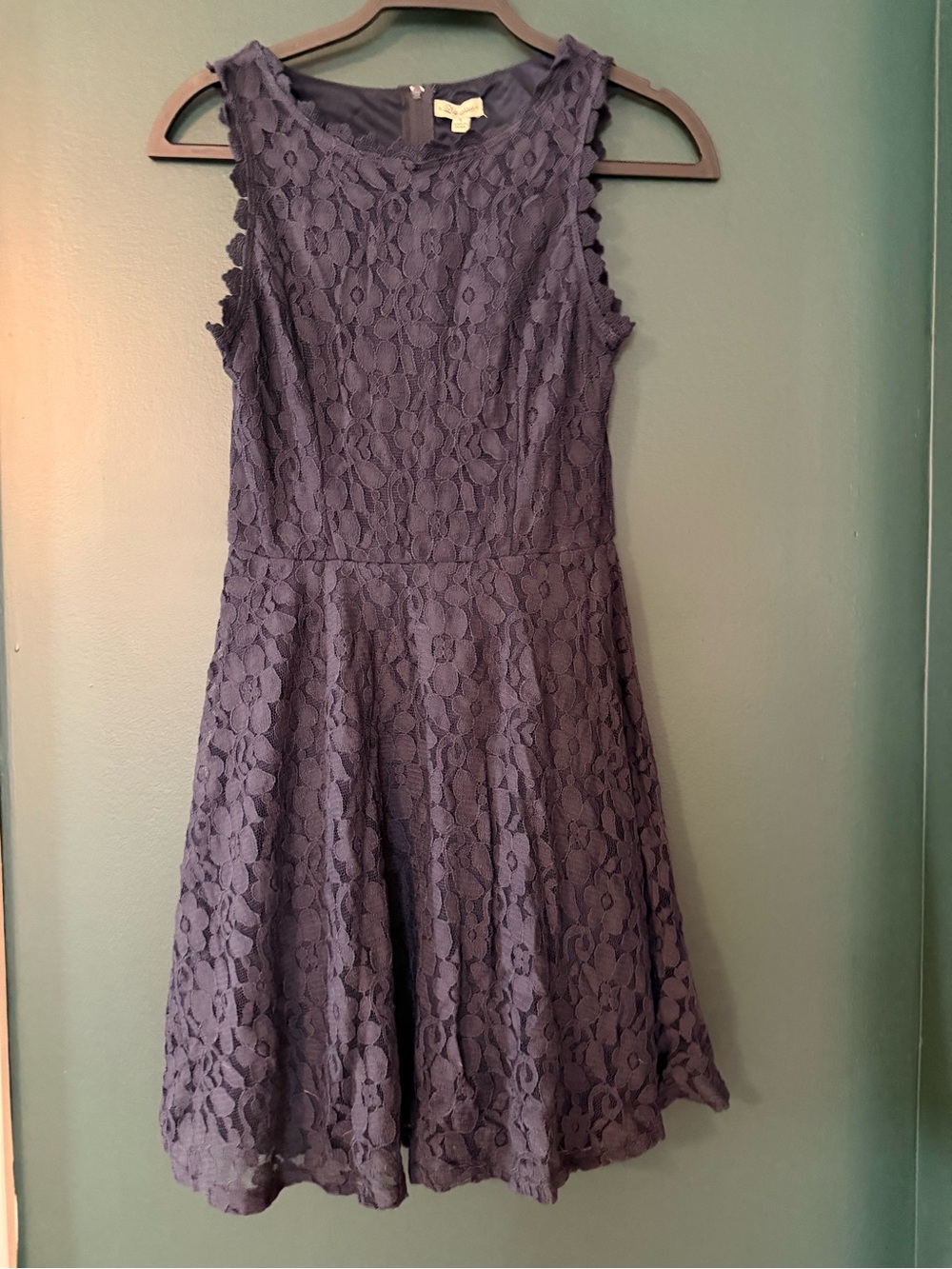 Sleeveless Lace Fit & Flare Dress - navy